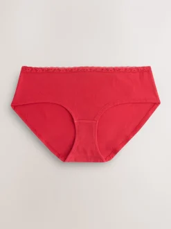 Rood hart/groene ruit - Katoenen kanten slipjes 4 stuks