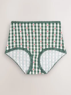 Rood hart/groene ruit - Katoenen kanten slipjes 4 stuks