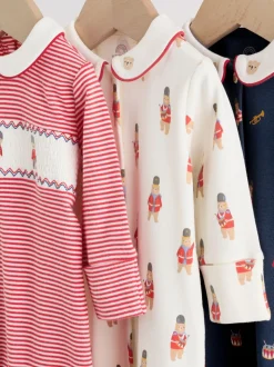 Rood met beer - Verpakking van 3 babypyjama's (0-2jr)