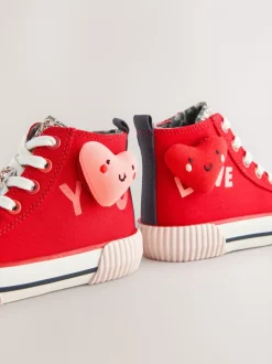 Rood met hartjesprint - Hoge sneakers