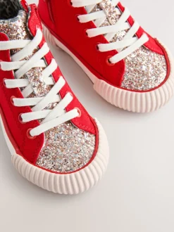 Rood met hartjesprint - Hoge sneakers