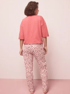 Rood met hartjesprint - Pyjama met korte mouwen