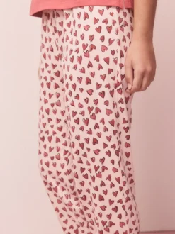 Rood met hartjesprint - Pyjama met korte mouwen