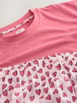 Rood met hartjesprint - Pyjama met korte mouwen