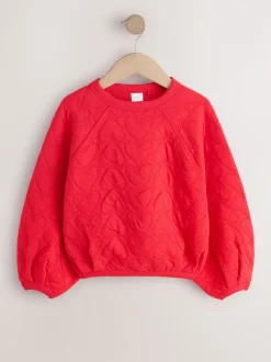 Rood met hartjesprint - Quilted Sweatshirt (3-16yrs)