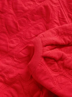 Rood met hartjesprint - Quilted Sweatshirt (3-16yrs)