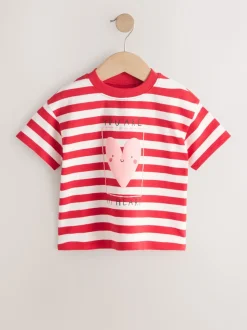 Rood met hartjesprint - T-shirt met korte mouwen (3 mnd-7 jr)