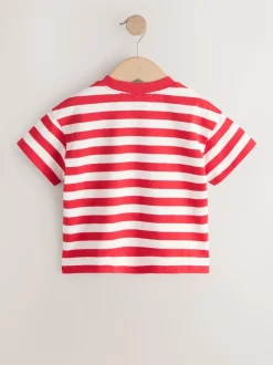 Rood met hartjesprint - T-shirt met korte mouwen (3 mnd-7 jr)