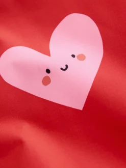 Rood met hartjesprint - Waterbestendig regenpak met print (6 mnd-7 jr)
