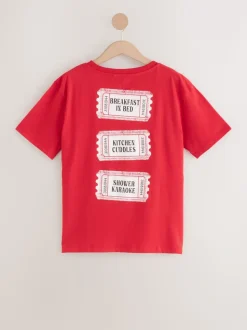 Rood met print - Pyjama met korte mouwen