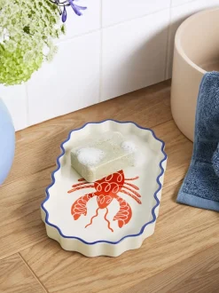 Rood opbergdienblad met kreeft Print