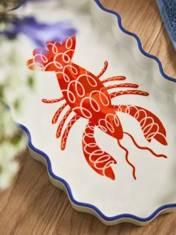 Rood opbergdienblad met kreeft Print