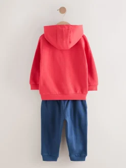 Rood/Blauw appliqué transport - Set met hoodie en joggingbroek (3 mnd - 7 jr)