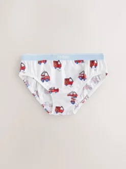 Rood/blauw met hulpvoertuigenprint - Set van 7 katoenen slips (1,5-10jr)