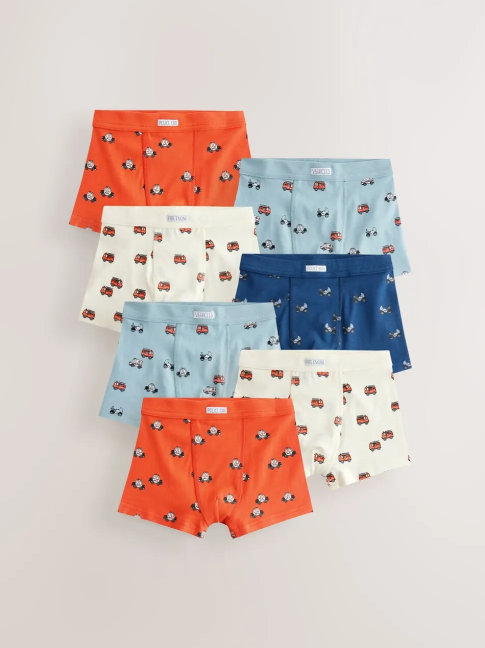 Rood/blauw met hulpvoertuigenprint - Verpakking van 7 boxershorts (1,5 - 12 jr)
