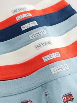 Rood/blauw met hulpvoertuigenprint - Verpakking van 7 boxershorts (1,5 - 12 jr)