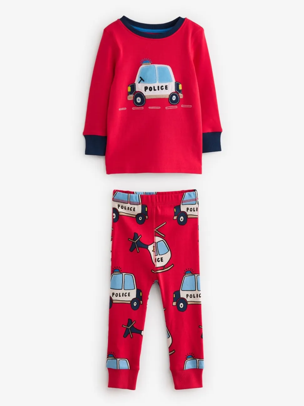 Rood/blauw met hulpvoertuigenprint - Mini Knusse Pyjama's 3 Set (9mnd-10jr)