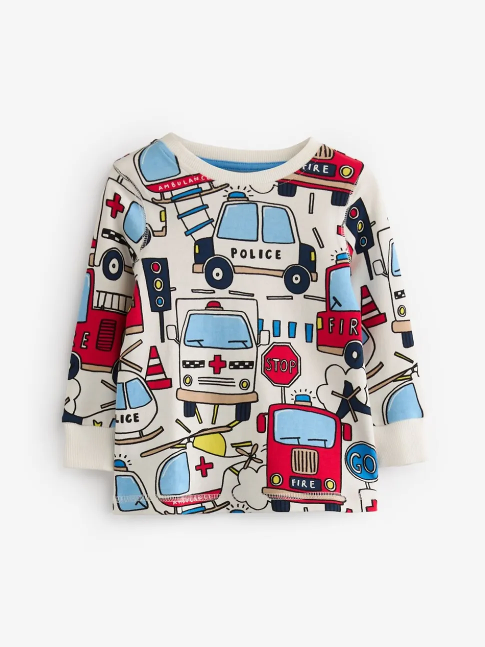 Rood/blauw met hulpvoertuigenprint - Mini Knusse Pyjama's 3 Set (9mnd-10jr)
