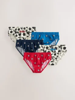 Rood/blauw voetbal - 100% katoenen bedrukte onderbroeken set van 5 (1.5-10jr)