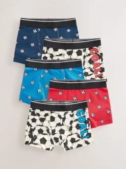 Rood/blauw voetbal - Junior karakter trunks 5 verpakking (1,5-16jr)