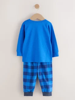 Rood/blauw/groen geruite dinosaurus - Pyjama met geweven onderkant 3 Pack (9mths-12yrs)