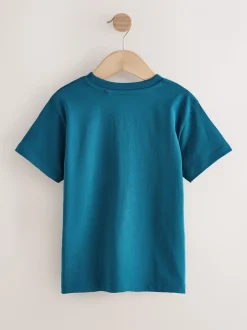 Rood/blauw/marineblauw/Naturel - Set van 4 T-shirts met korte mouwen (3-16 jr)