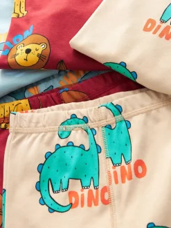 Rood/blauw/neutraal dierenprint - Verpakking van 3 knusse pyjama's (9 mnd-10 jr)