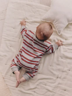 Rood/grijs gestreept - Baby joggingromper (0mnd-3jr)