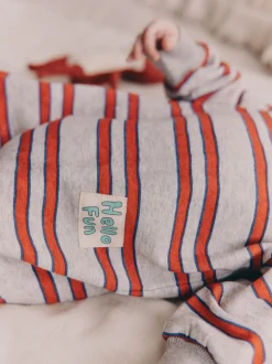 Rood/grijs gestreept - Baby joggingromper (0mnd-3jr)