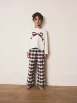 Rood/groene strikruit - Kerstmis geweven onderkant pyjama's (2-16jr)
