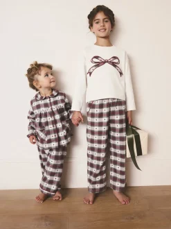 Rood/groene strikruit - Kerstmis geweven onderkant pyjama's (2-16jr)