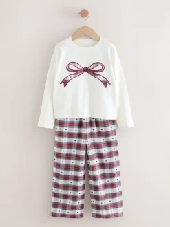 Rood/groene strikruit - Kerstmis geweven onderkant pyjama's (2-16jr)