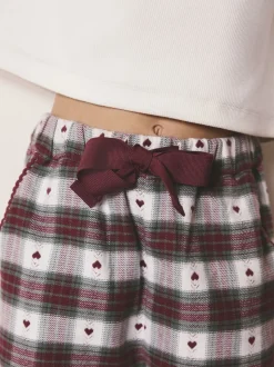 Rood/groene strikruit - Kerstmis geweven onderkant pyjama's (2-16jr)