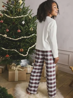 Rood/groene strikruit - Kerstmis geweven onderkant pyjama's (2-16jr)
