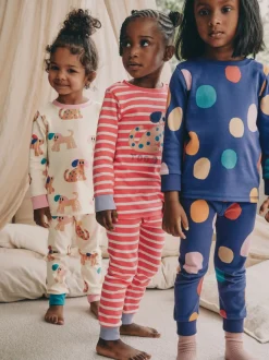 Rood/marineblauw hondenapplicatie - Verpakking van 3 knusse pyjama's (9 mnd-9 jr)