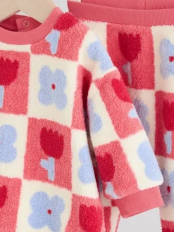 Rood/paars geruit - 2 -delige Set van Fleece Tops en Leggings voor Baby''s (0mnd-2jr)