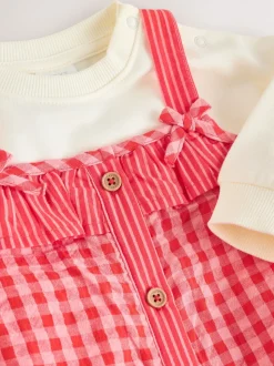 Rood/roze geruit - Baby tuinbroek en bodysuit 2 -delige set (0mnd -2jr)
