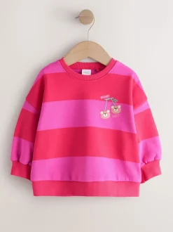 Rood/roze gestreept - Sweatshirt met ronde hals (3 mnd-7 jr)