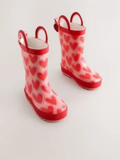 Rood/roze met hartjes - Laarzen met handgreep