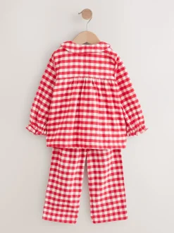 Rood/wit geruite ruit - Geweven pyjama met knopen (9 mnd-11 jr)