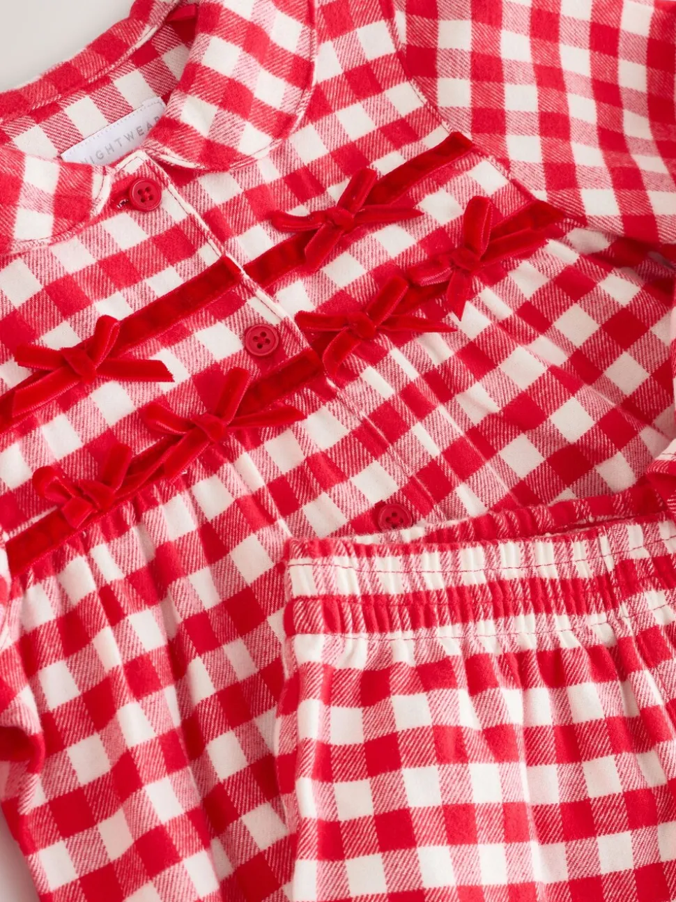 Rood/wit geruite ruit - Geweven pyjama met knopen (9 mnd-11 jr)