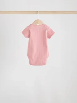 Roze - 5 Babyrompertjes met korte mouwen