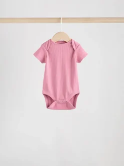 Roze - 5 Babyrompertjes met korte mouwen