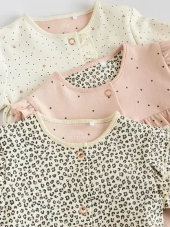 Roze - 3 Pack Baby slaappakjes met bijpassende tulbanden (0mnd-2jr)