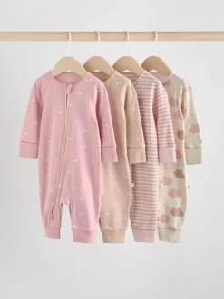 Roze - 4 Pack Baby-pyjama's met tweewegrits (0mnd -3jr)