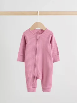 Roze - 5 Pack Two Way Zip Baby Footless Sleepsuits (0mths-3yrs)