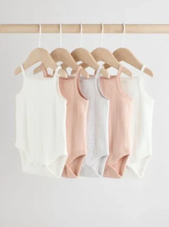 Roze - 5 Pack Vest Pointelle Baby Bodysuits