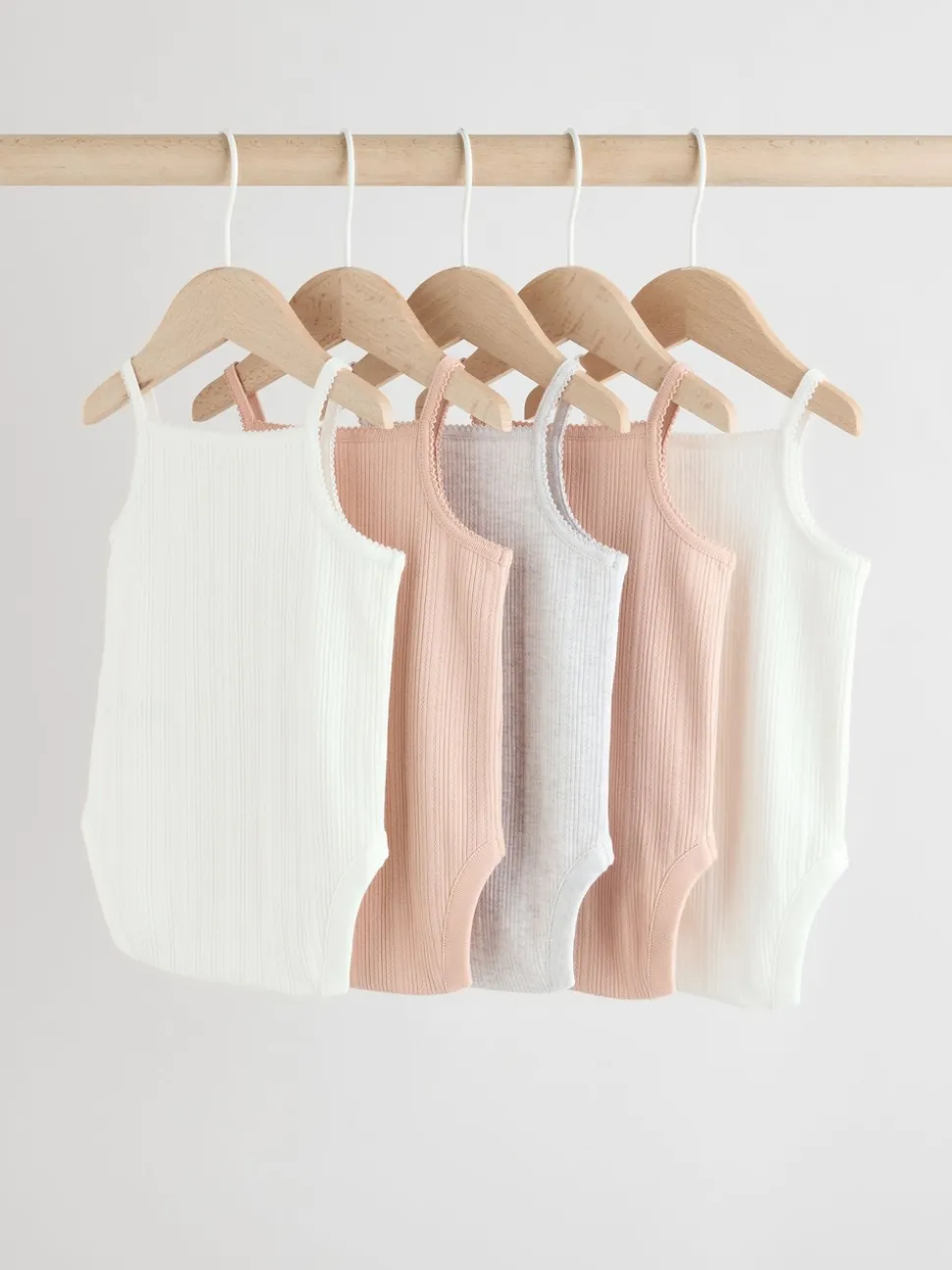Roze - 5 Pack Vest Pointelle Baby Bodysuits