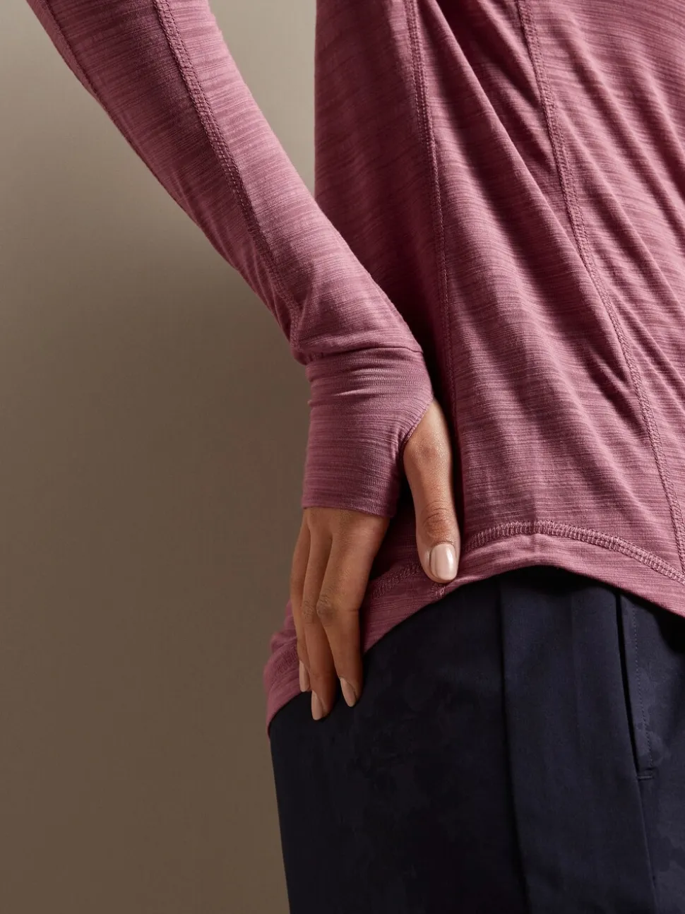 Roze - Actieve lichte top met lange mouwen