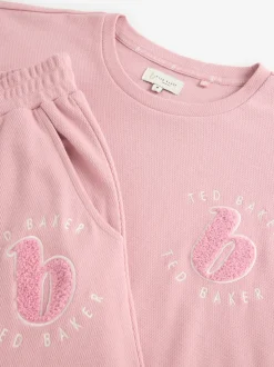 Roze - B by Ted Baker pyjama's van geborstelde katoenblend met wafelstof